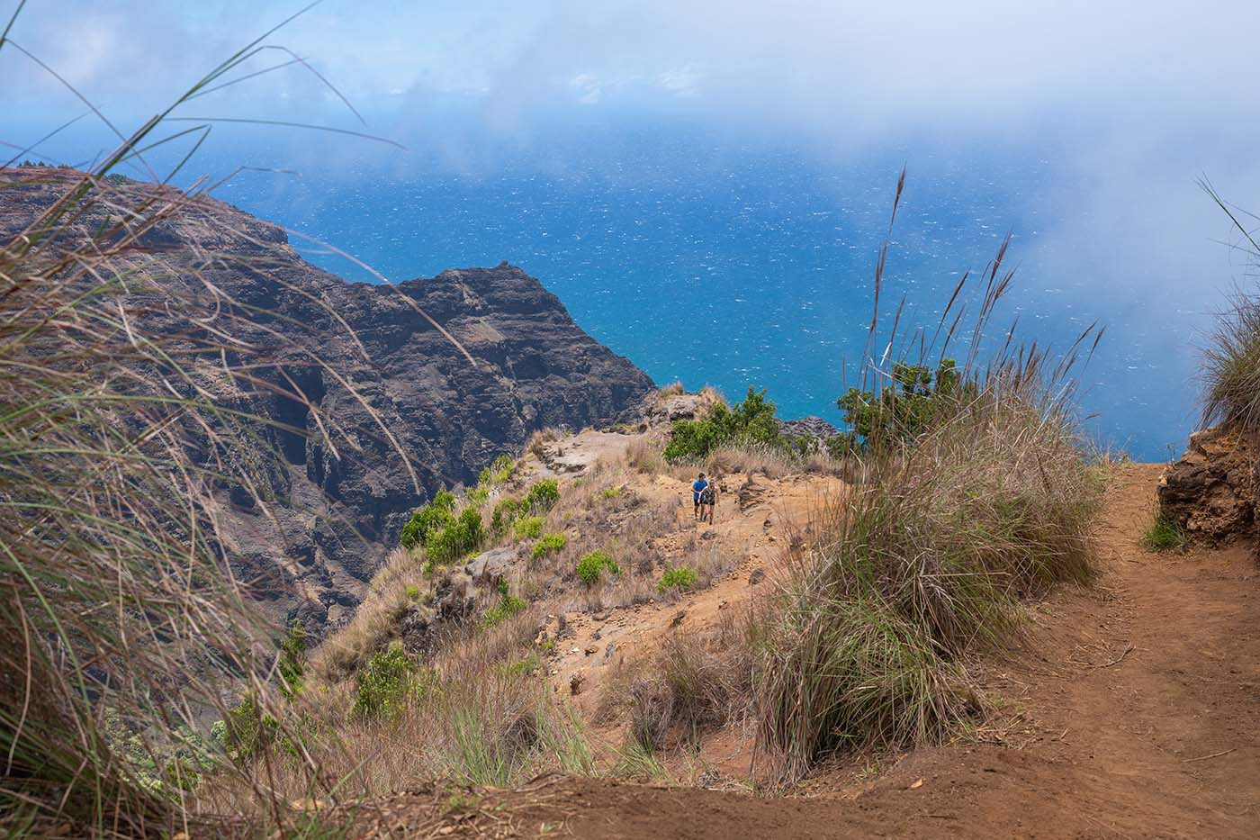 awaawapuhi-trail-lookout.jpg Hikers approaching the exposed Awaawapuhi overlook above the ocean