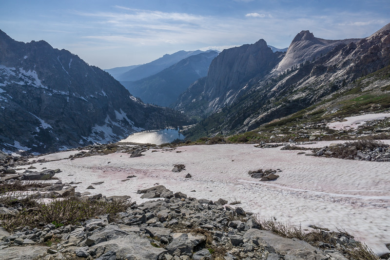 Steep snowfields descending toward Hamilton Lake