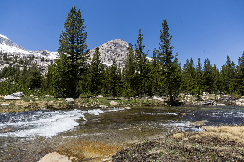 Rushing Big Arroyo River at the wet crossing south of Kaweah Gap
