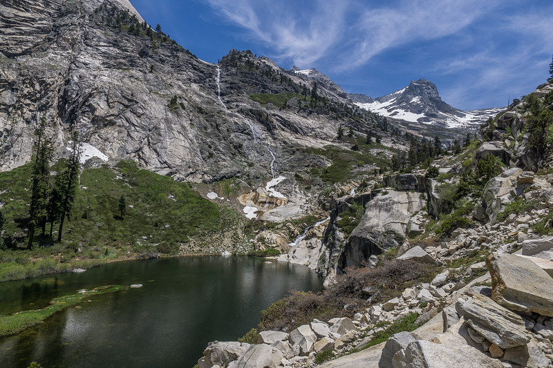 Small alpine lake and mountain runoff below Hamilton Lake