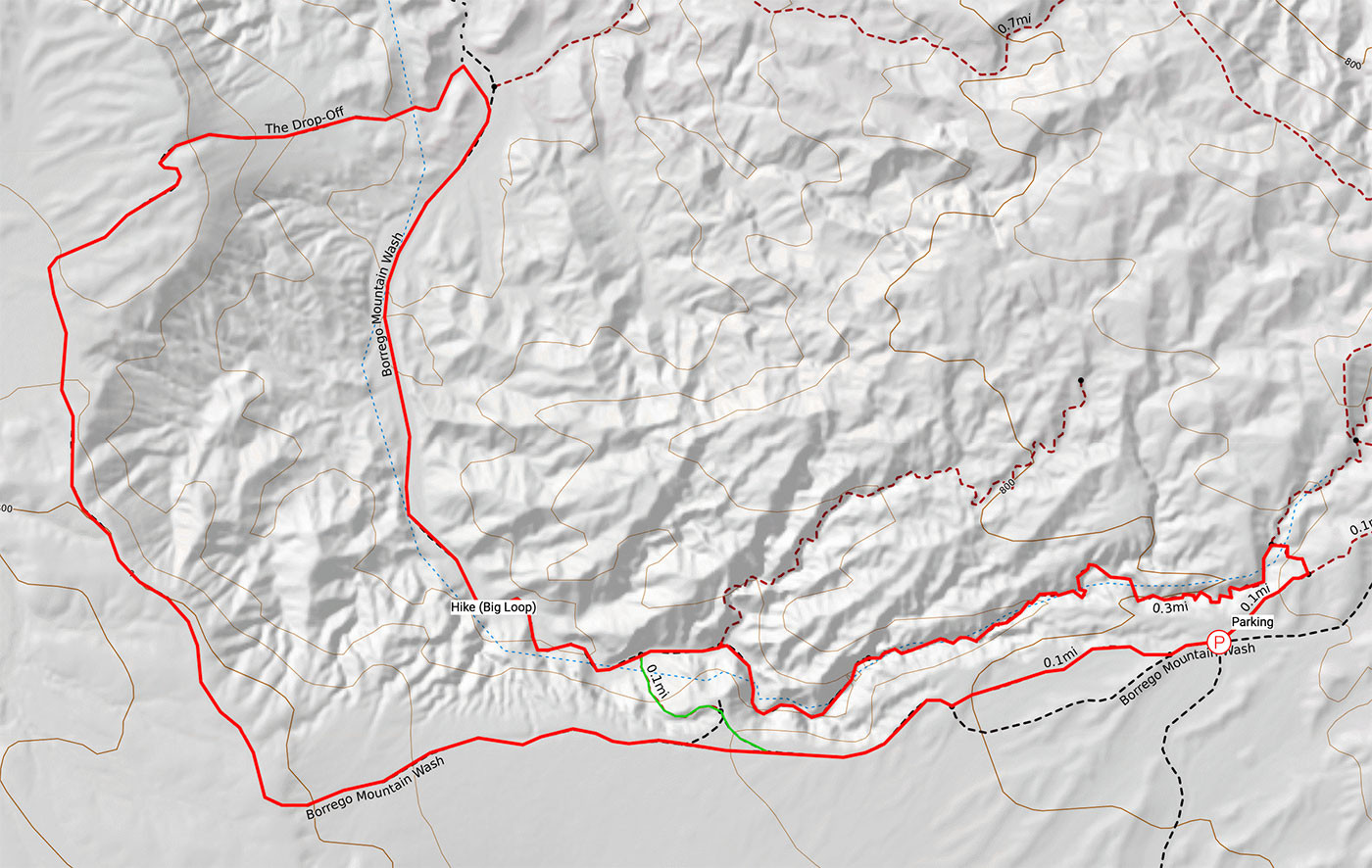 slot-canyon-trail-map-anza-borrego.jpg Topographic map of The Slot big loop with the short-loop cutoff marked