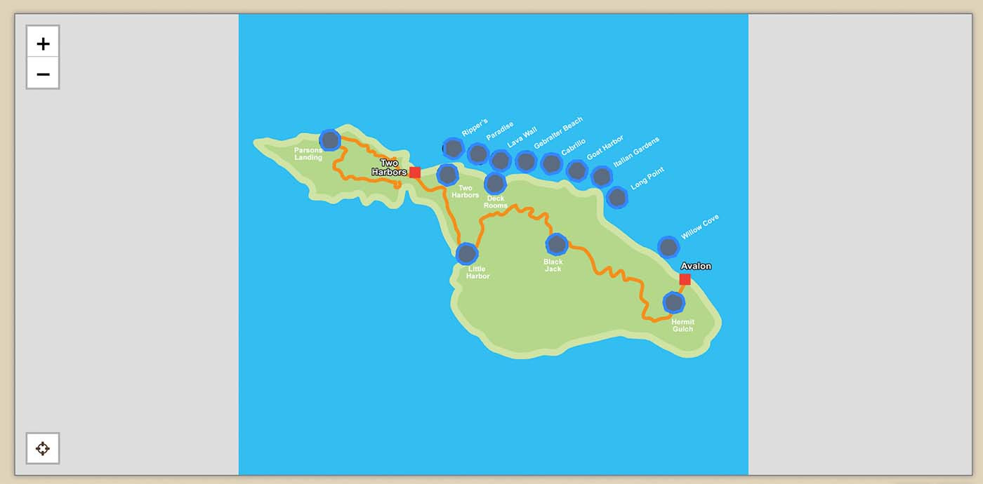 catalina-boat-in-campsite-worse-map.jpg Reservation map marking Catalina Island boat-in campsites along the north coast